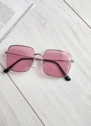 Квадратные очки розовые солнцезащитные имиджеви