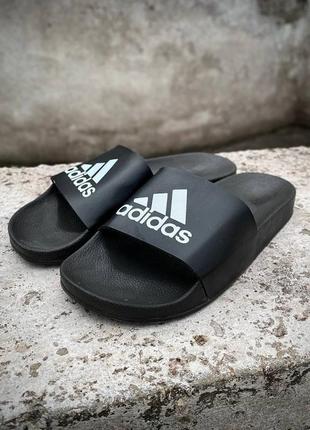 Шльопанці чоловічі чорні з логотипом adidas8 фото