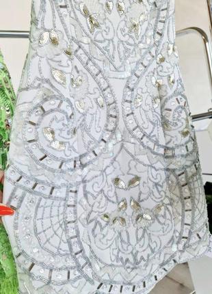 Бандо платье мини с фестонами и пайетками со шнуровкой на спине asos design8 фото