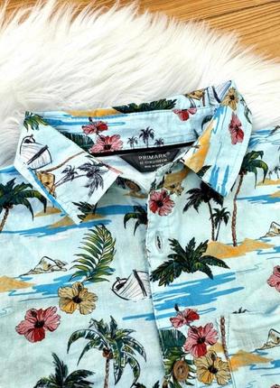 Легкая рубашка шведка рубашка от primark крутого дизайна с пальмами и морем2 фото