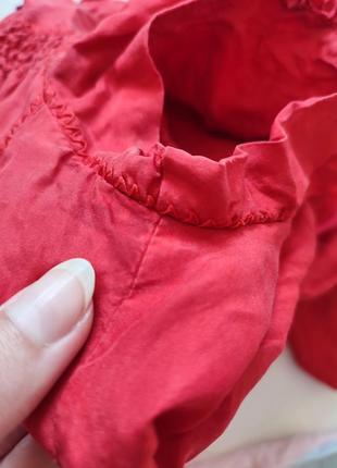 Красная шелковая рубашка блузка блуза платье шёлк шелк женская для беременных9 фото