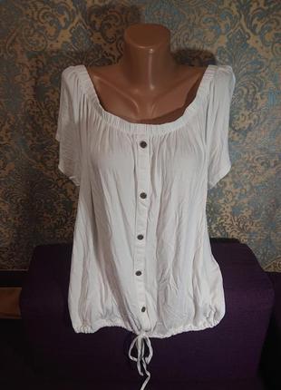 Красивая женская белая футболка  блуза блузка блузочка большой размер батал 54/564 фото