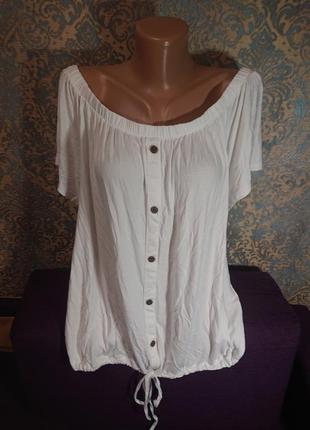 Красивая женская белая футболка  блуза блузка блузочка большой размер батал 54/566 фото