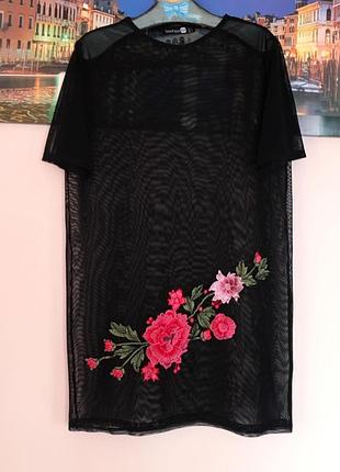 Туника , блуза сетка с вышивкой