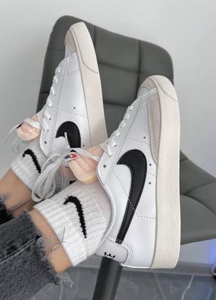 Женские кроссовки nike blazer low white black найк блейзер низкие