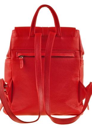 Шикарный женский рюкзак на шнурке и клапане красный ручная работа натуральная кожа6 фото
