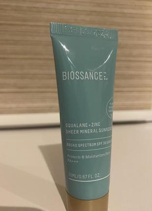 Солнцезащитный крем с цинком biossance squalane + zinc sheer sunscreen spf 30 zinc oxide2 фото