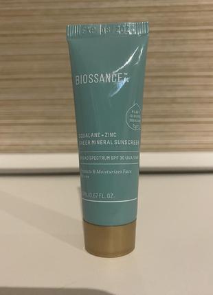 Солнцезащитный крем с цинком biossance squalane + zinc sheer sunscreen spf 30 zinc oxide