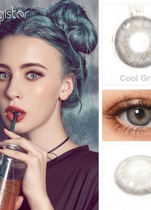 Цветные контактные линзы для глаз, натуральные серые, cool gray без диоптрий + контейнер9 фото