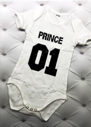 Стильный черно-белый боди бодик для девочки младенца 01 надпись принцесса 3-6, 6-12,12-183 фото