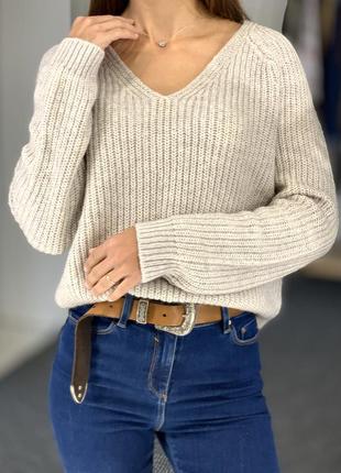 Теплый шерстяной свитер с вырезом h&m 365 фото