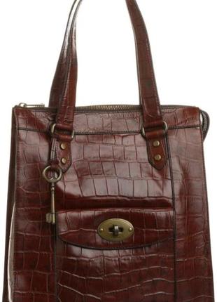 Сумка fossil vrv tote brown croco