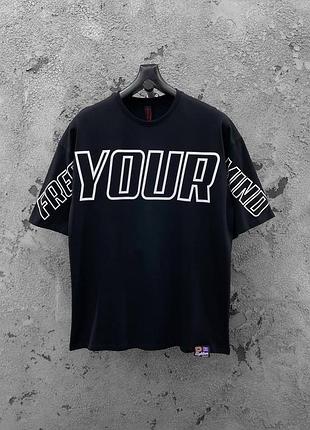 Мужская оверсайз футболка черная / брендовые футболки для мужчин 2023