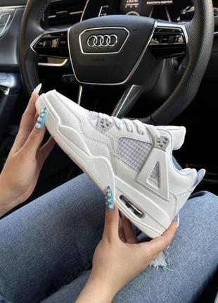 Модні кросівки nike air jordan 4 retro all white/ модные кроссовки найк джордан 4 белые, чёрные6 фото