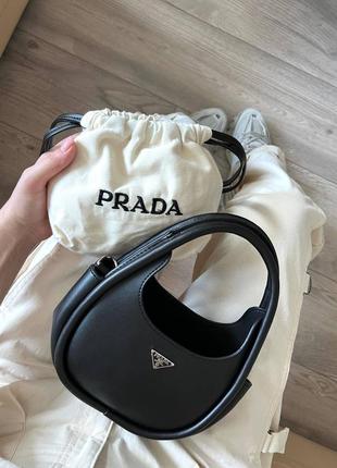 Сумочка жіноча чорна prada leather mini black9 фото