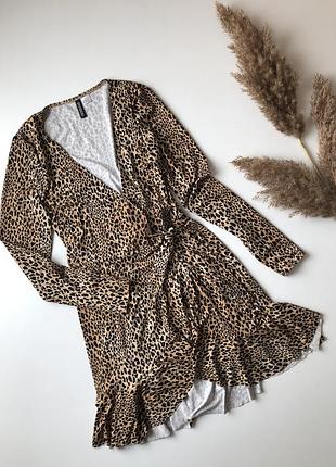 Платье на запах h&m в леопардовый принт. размер с-м(10) новое.