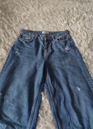 Широкие джинсы с разрезами2 фото