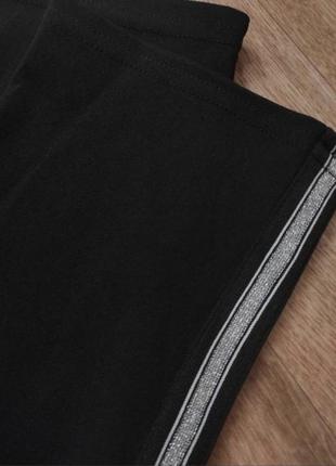 Штани штани з еластичним талією і бічними смугами сріблястими лампасами5 фото