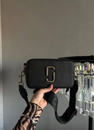 Сумочка жіноча чорна marc jacobs snapshot black/gold1 фото