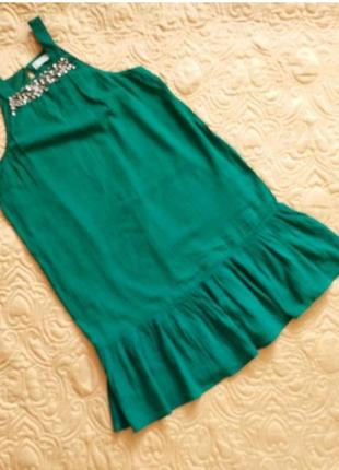 Летнее яркое зеленое платье - сарафан mango s. платье
