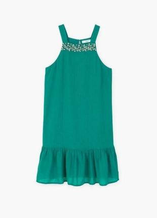 Летнее яркое зеленое платье - сарафан mango s. платье3 фото