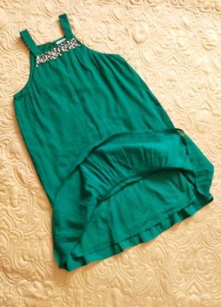 Летнее яркое зеленое платье - сарафан mango s. платье6 фото