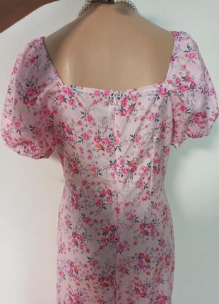 Трендова сукня прованс троянди чайне плаття в стилі вінтаж з вирізом на нозі6 фото