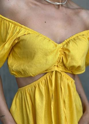 Пряное льняное летнее платье 100%лён 42-46размер 3 цвета.3 фото