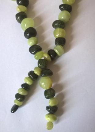 Ожерелье из крупного малахита и оникса в зеленых тонах.2 фото