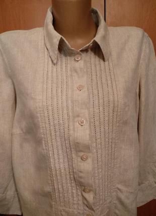 Шикарная льняная удлиненная рубашка туника лён пог 54 см2 фото