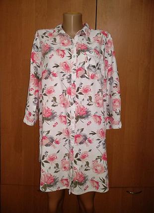 Ніжна лляна подовжена сорочка туніка льон пог-56 см