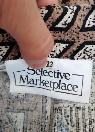 Натуральное платье винтаж в абстрактный принт под поясок англия selective marketplace5 фото