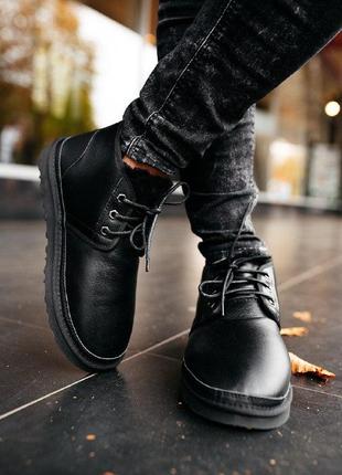 Шикарные мужские теплые зимние ботинки ugg neumel “leather black”3 фото