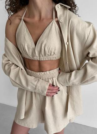 Топ льняной бежевый