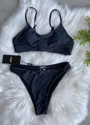 Купальник черный fendi фенди раздельный бразильяно