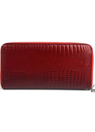 Червоний лаковий жіночий шкіряний гаманець на блискавці з кистьовою ручкою, гаманець з натуральної ш2 фото