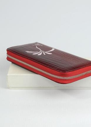 Червоний лаковий жіночий шкіряний гаманець на блискавці з кистьовою ручкою, гаманець з натуральної ш4 фото
