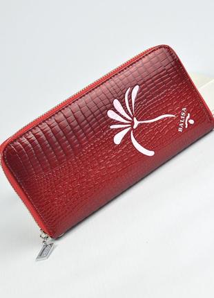 Червоний лаковий жіночий шкіряний гаманець на блискавці з кистьовою ручкою, гаманець з натуральної ш5 фото