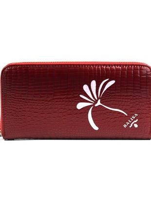 Червоний лаковий жіночий шкіряний гаманець на блискавці з кистьовою ручкою, гаманець з натуральної ш6 фото