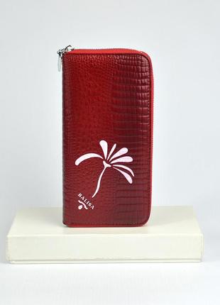 Червоний лаковий жіночий шкіряний гаманець на блискавці з кистьовою ручкою, гаманець з натуральної ш3 фото