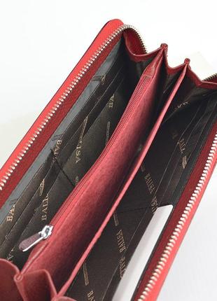 Червоний лаковий жіночий шкіряний гаманець на блискавці з кистьовою ручкою, гаманець з натуральної ш7 фото