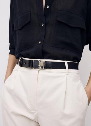 Комбінований пасок з шкіряними вставками massimo dutti