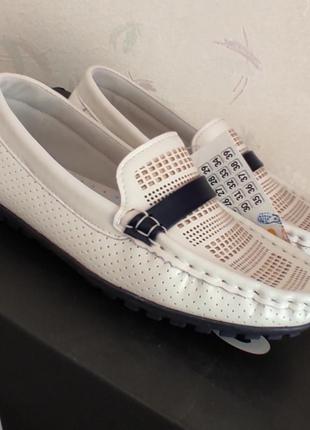 Маломер белые деми туфли мокасины для мальчика, девочки 10