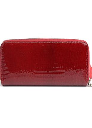 Красный лаковый женский кожаный кошелек на молнии и на кнопке, кошелек из натуральной кожи3 фото