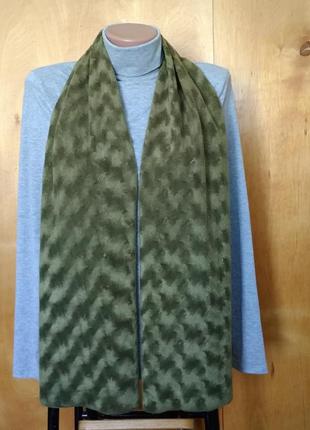 Мягкий теплый шарфик шарф хаки 156х25 см