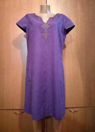Гарне лляне плаття з кишенями пог-54 см льон, віскоза