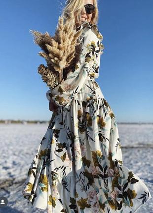 Новое хлопковое платье украинского бренда elle fortuna белого цвета в цветы
