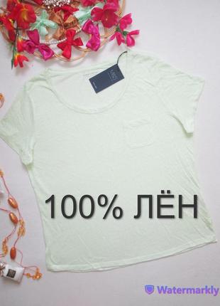Шикарная льняная футболка нежного оливкового цвета m&s 💜💖💜1 фото