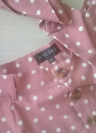 Костюм юбка шорти топ блузка в горошок3 фото