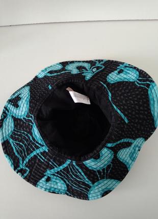 Красивая шляпа панама панамка черная с голубым узором с широкими полями хлопок h&m3 фото
